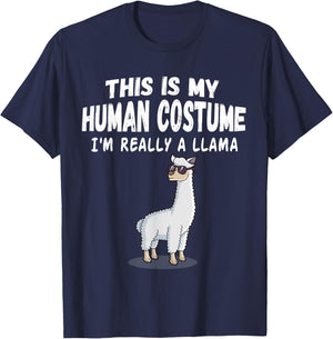 Cute This is My Human Costume I'm Really A Llama T-Shirt - T-Shirt | Navy