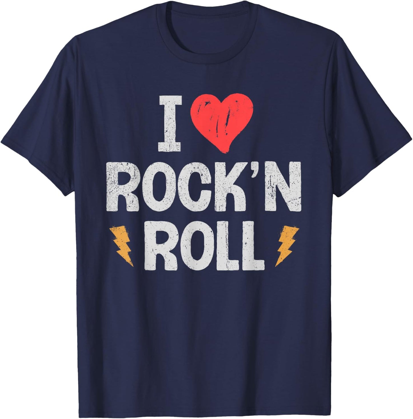 I Love Heart Rock N Roll Music Rock Music Women Kids T-Shirt - T-Shirt | Navy