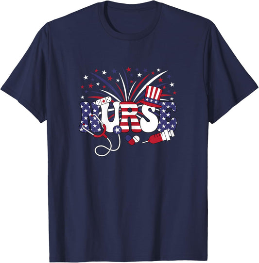 4th Of July Patriotic Nurse American Flag USA Nursing Women T-Shirt - T-Shirt | Navy