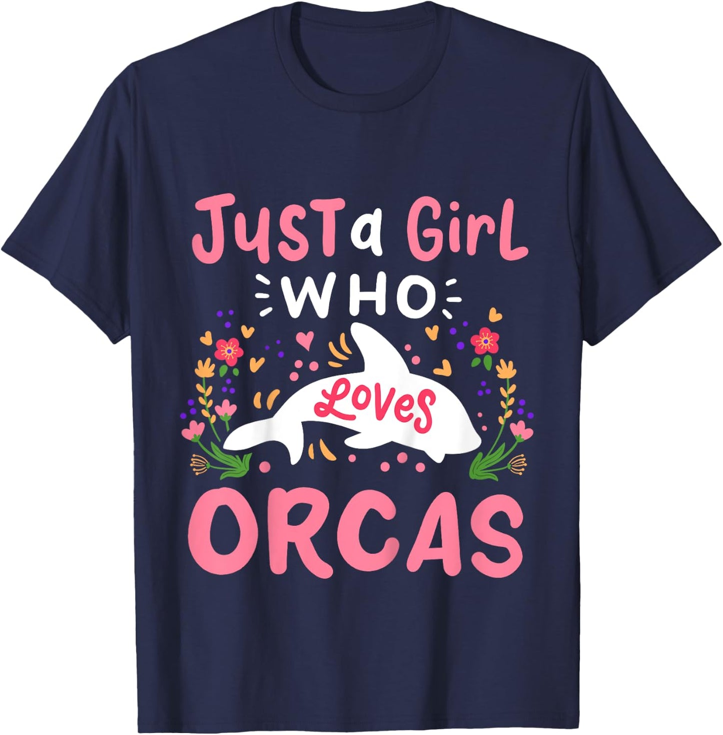 Kids Orca Whale Just A Girl Who Loves Orcas T-Shirt - T-Shirt | Navy