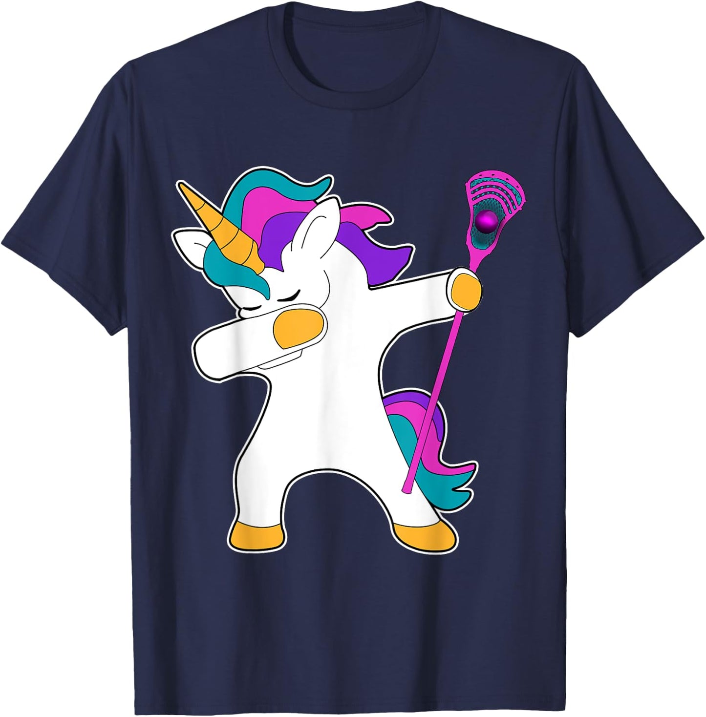Dabbing Unicorn Lacrosse LAX Shirt Funny Gift T-Shirt - T-Shirt | Navy