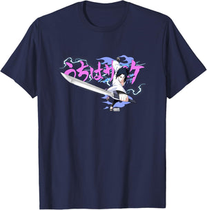 Naruto Shippuden Sasuke Sword Pastel Lightning Anime T-Shirt - T-Shirt | Navy