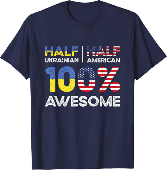 Ukrainian American Patriot USA Grown Ukraine US Flag T-Shirt - T-Shirt | Navy