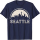 Grunge Seattle Skyline Distressed Look design T-Shirt - T-Shirt | Navy