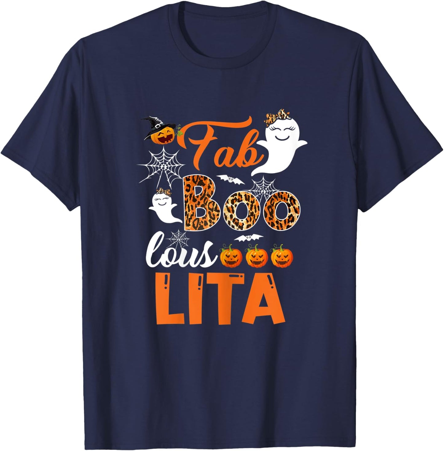 Leopard Fab Boo Lous Lita Spooky Lita Halloween Costume Gift T-Shirt - T-Shirt | Navy