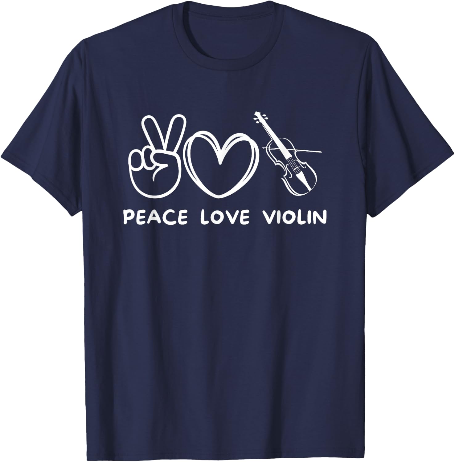 Peace, Love Violin Retro Violin Lover Violin Player T-Shirt - T-Shirt | Navy