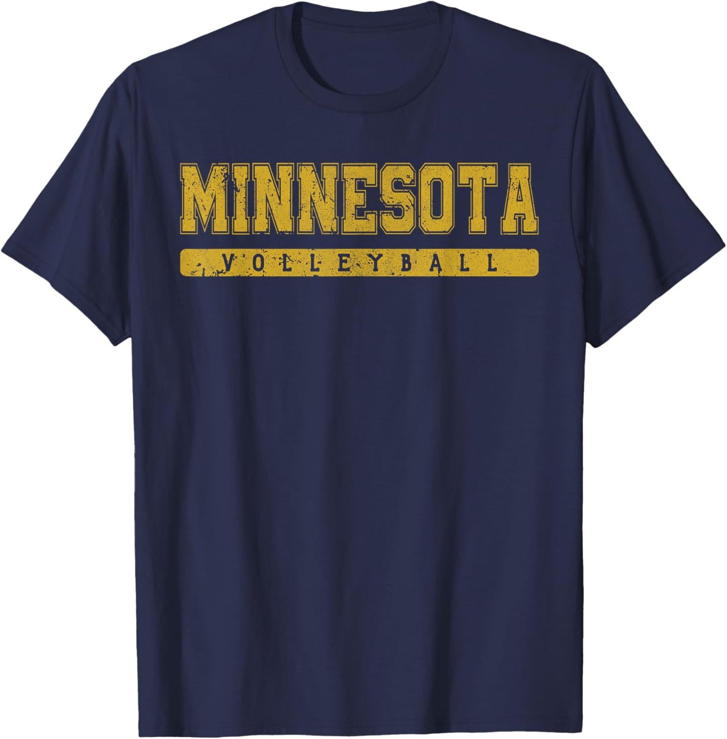 Minnesota Volleyball Yellow Vintage Text T-Shirt - T-Shirt | Navy