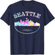 Grunge Seattle Skyline Distressed Look Design T-Shirt - T-Shirt | Navy