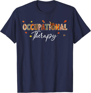 Funny Occupational Therapy Pumpkin Autumn Tree Fall Leaves T-Shirt - T-Shirt | Navy