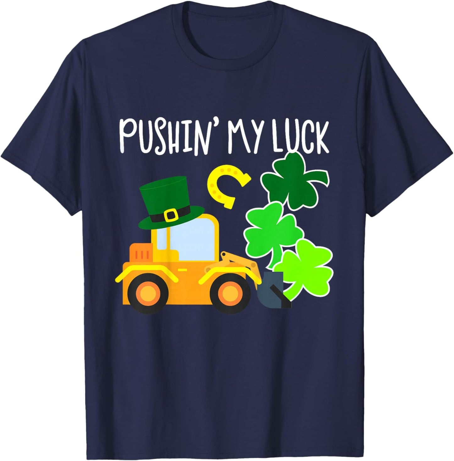 Pushing My Luck Toddler Boy Tractor St Patricks Day Truck T-Shirt - T-Shirt | Navy