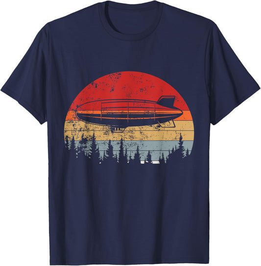 Retro Zeppelin 70s Dirigible Blimp Airship Zepelin Zepplin T-Shirt - T-Shirt | Navy