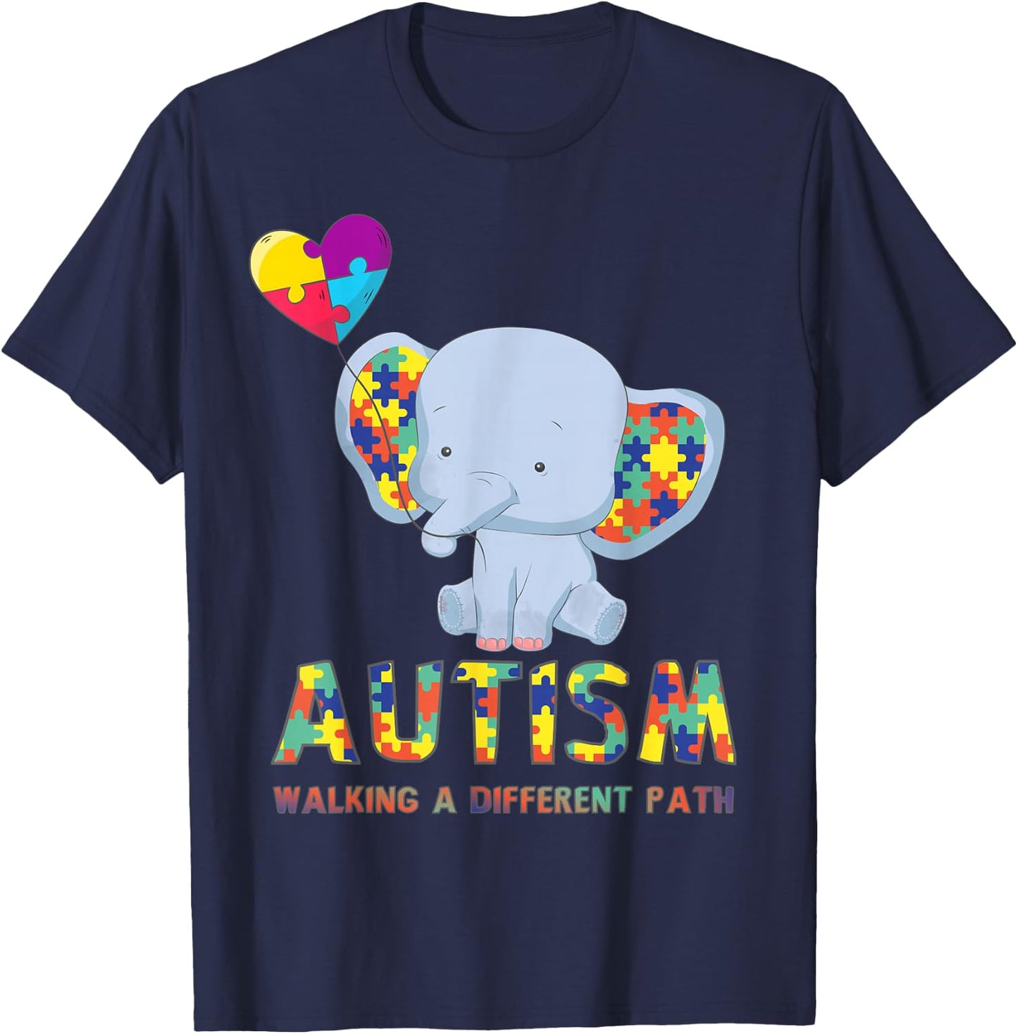 Autism Elephant Walking A Different Path T Shirt For Kids T-Shirt - T-Shirt | Navy
