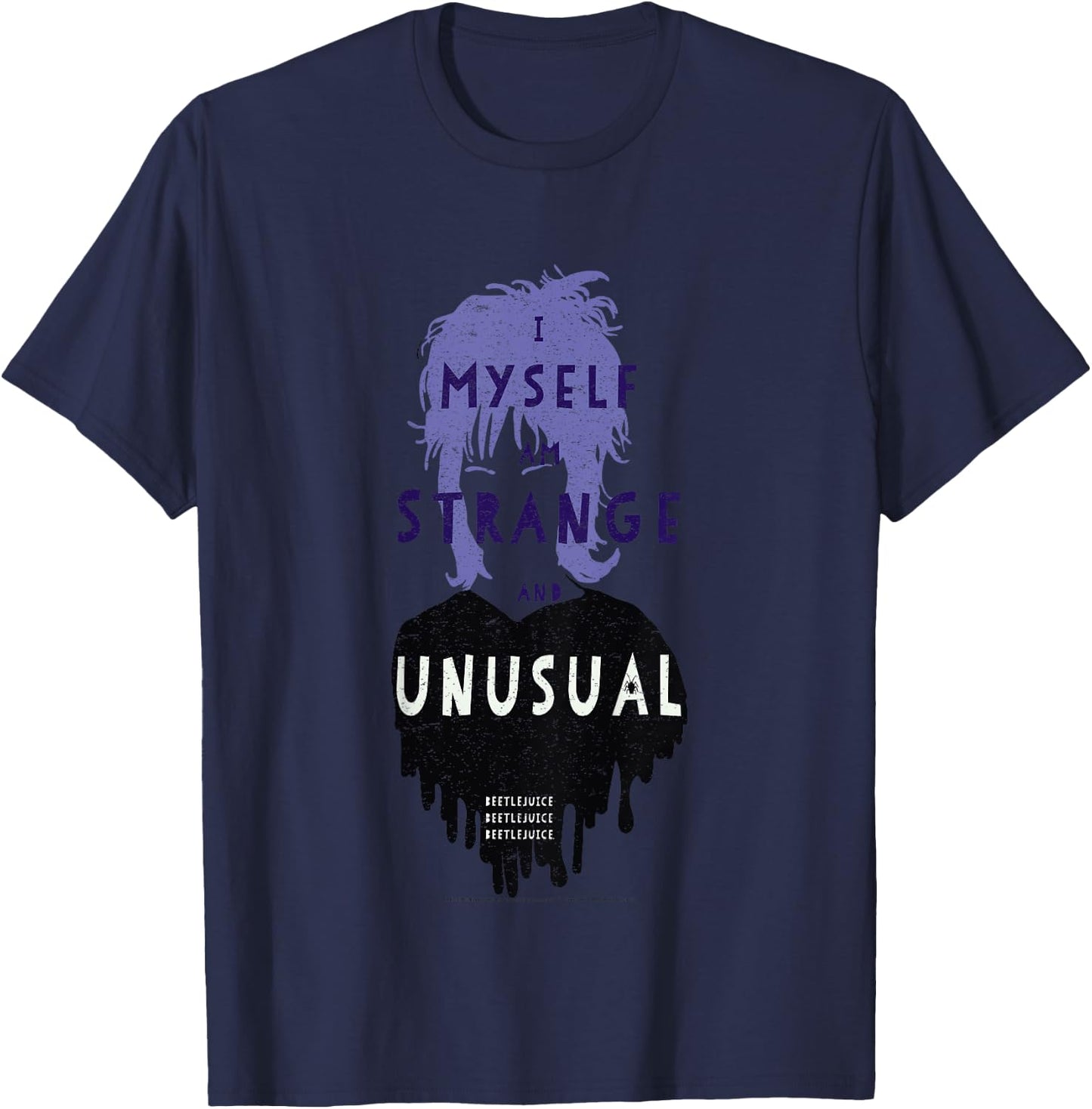Kids Beetlejuice Lydia Strange And Unusual Text Poster T-Shirt - T-Shirt | Navy