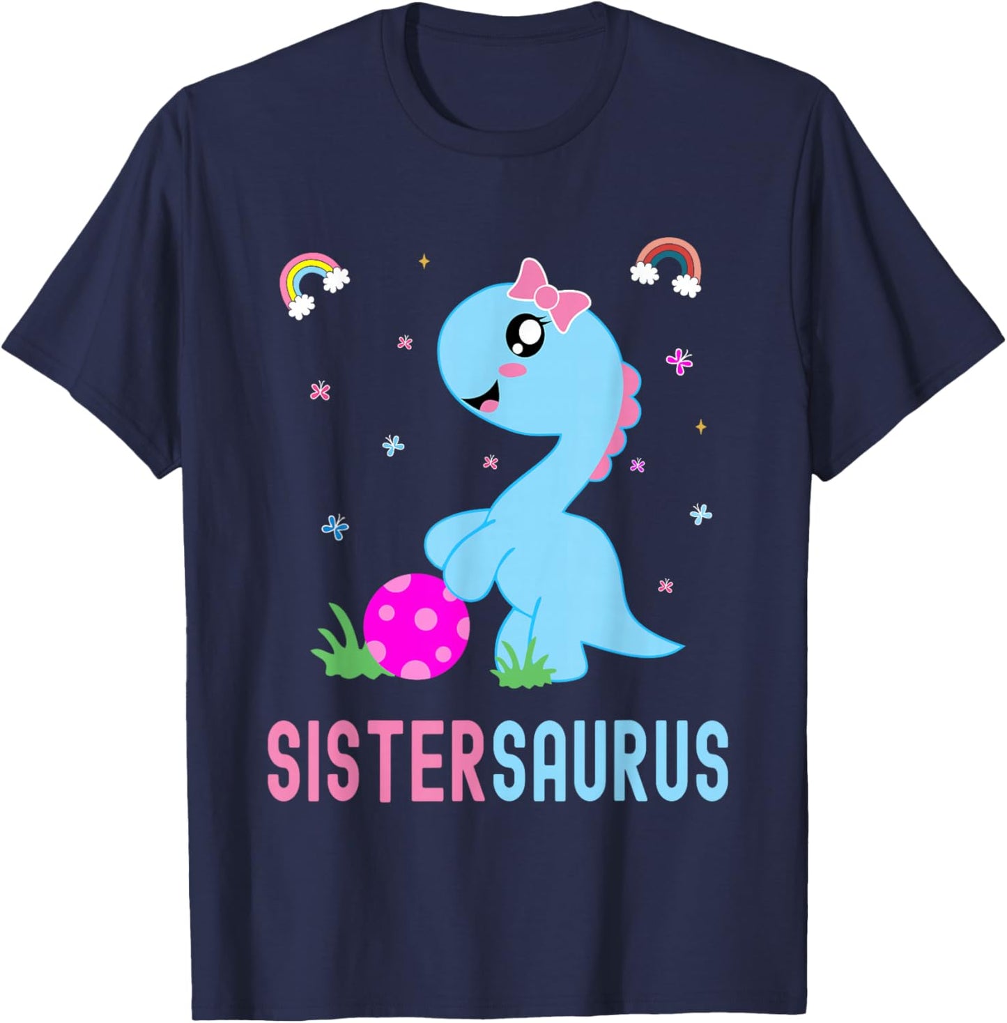 Sistersaurus Cute Dino Dinosaur Sister Saurus T-Shirt - T-Shirt | Navy