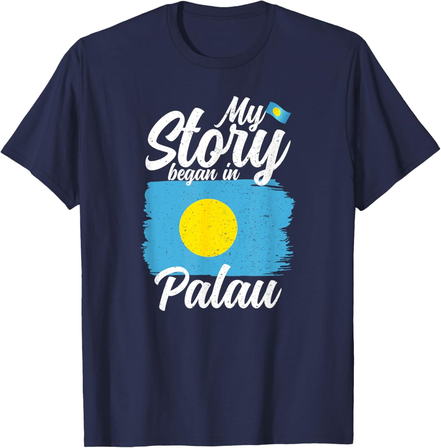 Palauan Flag & proud Patriots Palau - Adult - Black - Small - Short Sleeve - Classic Fit - Modern, Lightweight - Palau Flag T-Shirt - T-Shirt | Navy