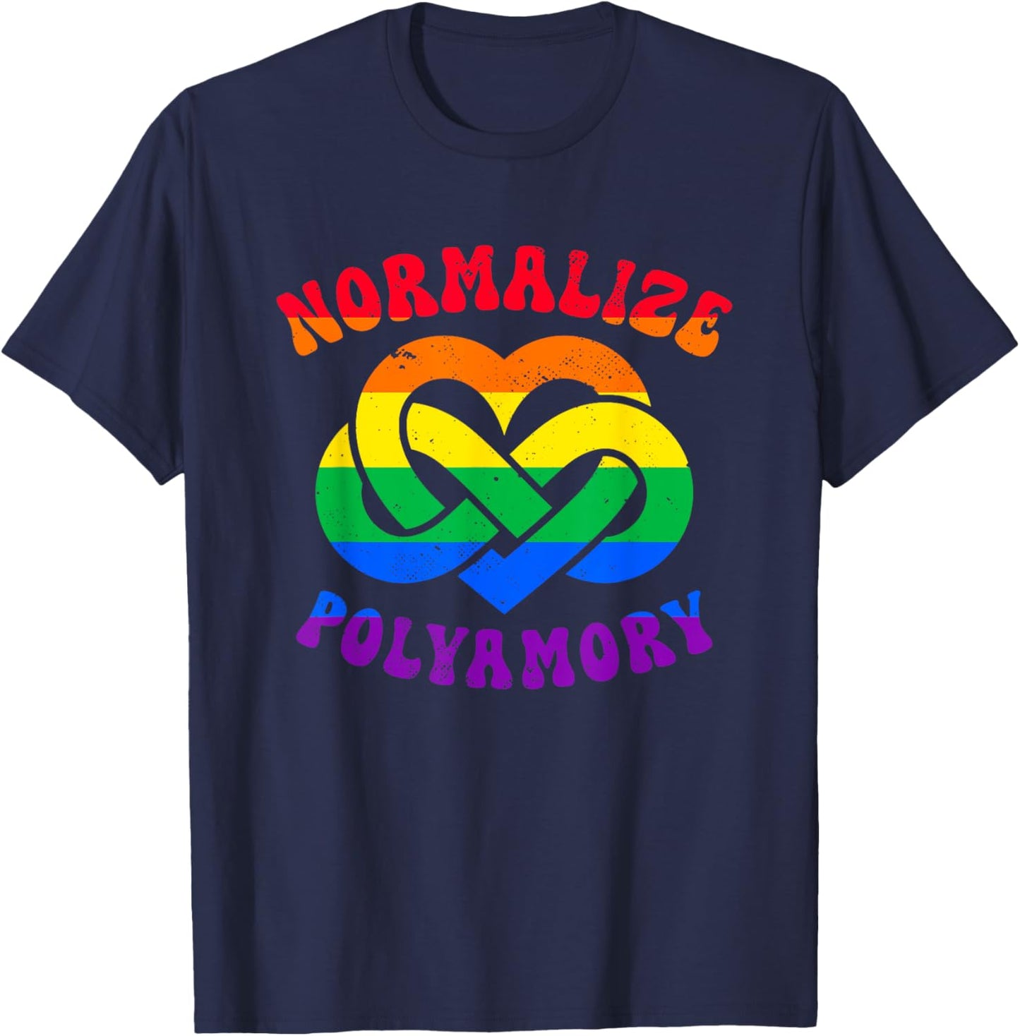 Normalize Polyamory | Infinity Heart | Polyamory Pride T-Shirt - T-Shirt | Navy