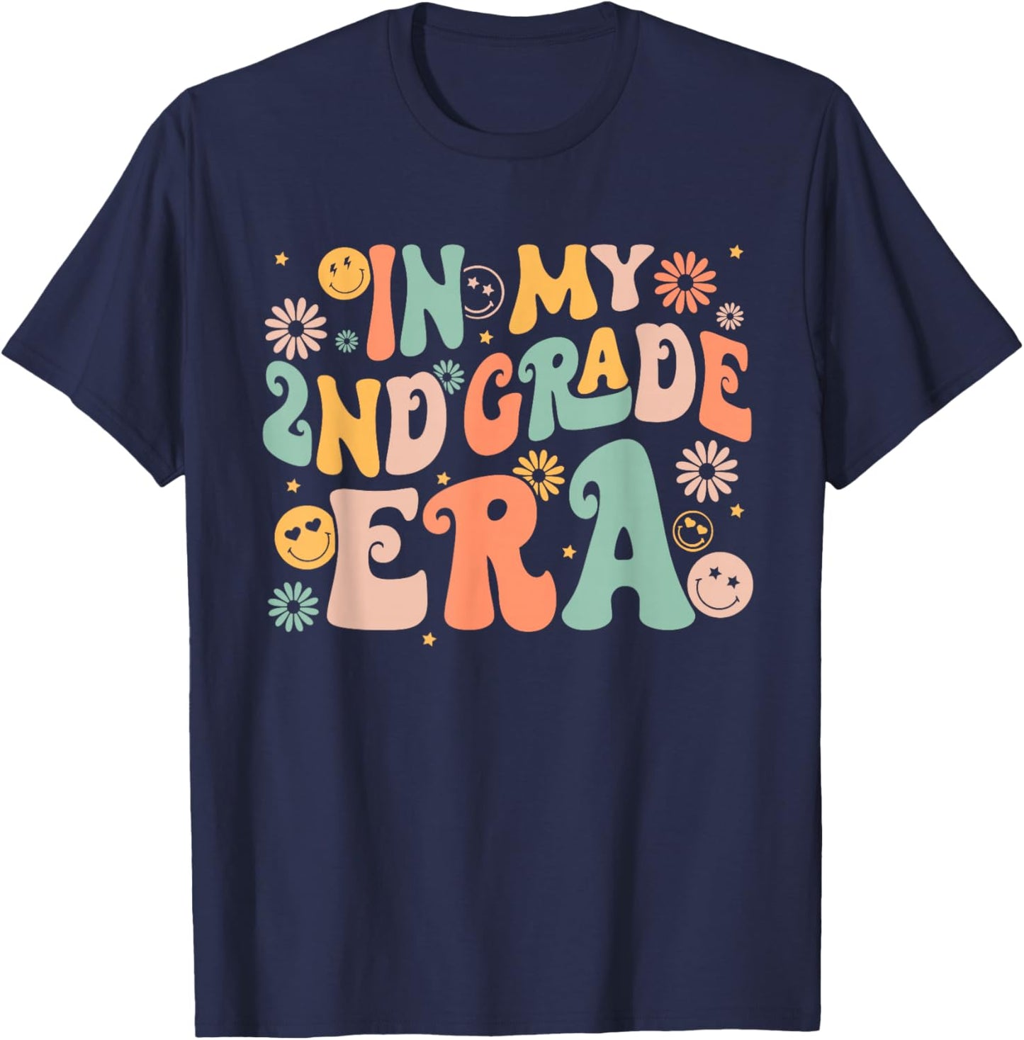 In My Second Grade Era Retro 2nd Grade Back to School T-Shirt - T-Shirt | Navy
