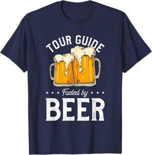 Tour Guide Fueled By Beer Tourist Guide Beer Drinking T-Shirt - T-Shirt | Navy