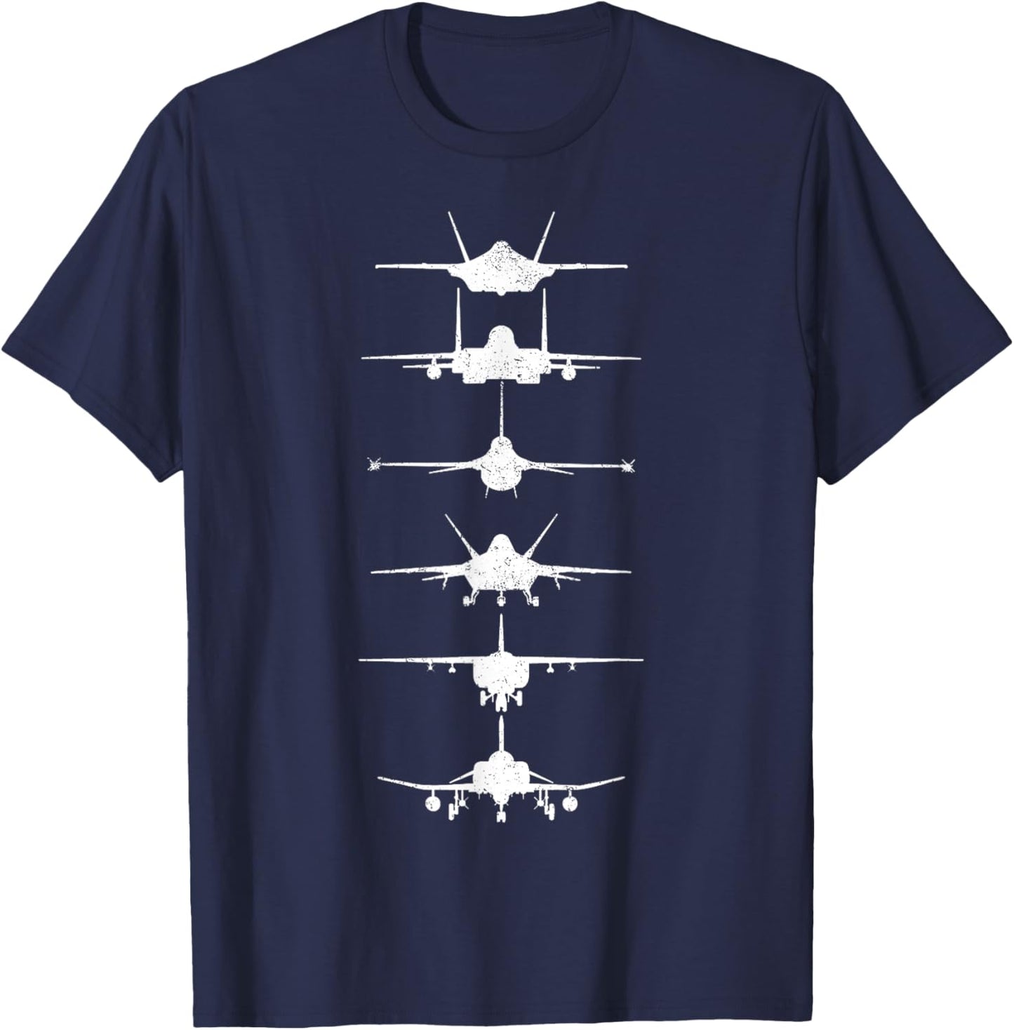 Air Force Fighter Jets F-4 F-111 F-15 F-16 F-22 F-35 Men T-Shirt - T-Shirt | Navy