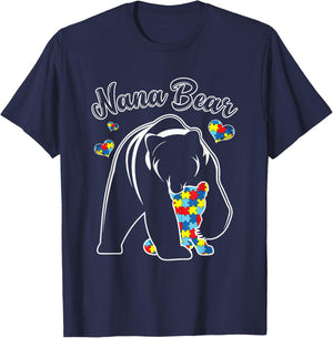 Cute Nana Bear Autism Awareness Autistic Family Lover T-Shirt - T-Shirt | Navy