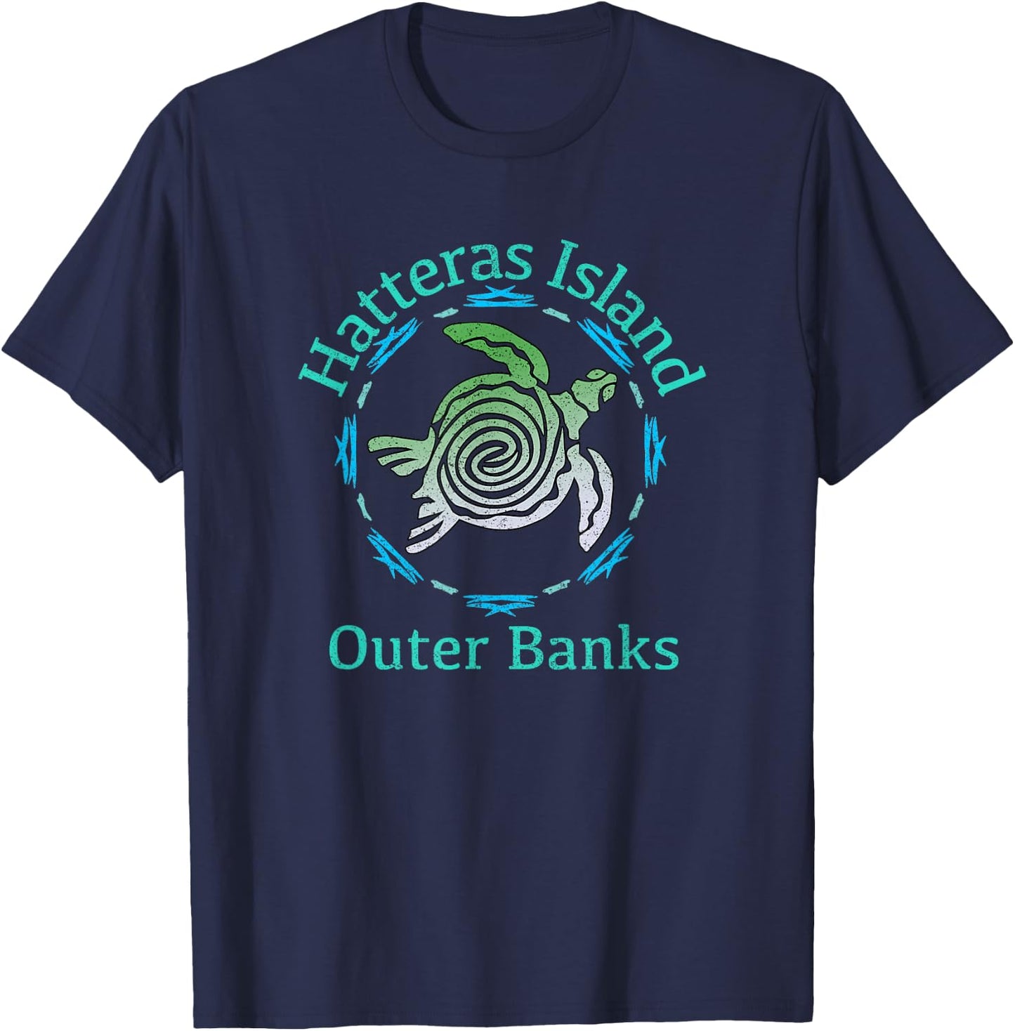 Hatteras Island, Outer Banks / Vintage Tribal Turtle Gift T-Shirt - T-Shirt | Navy