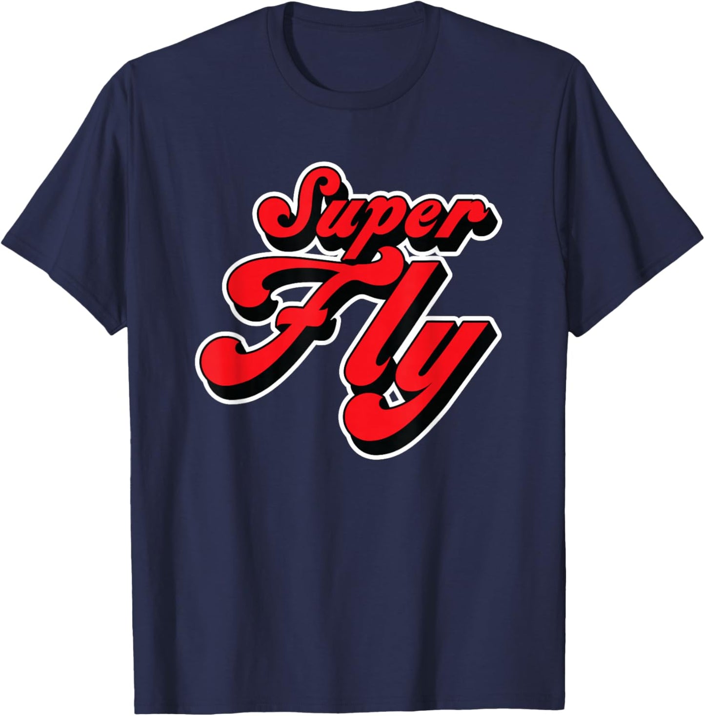 Groovy 1970s Hippie Hipster Super Fly T-Shirt - T-Shirt | Navy