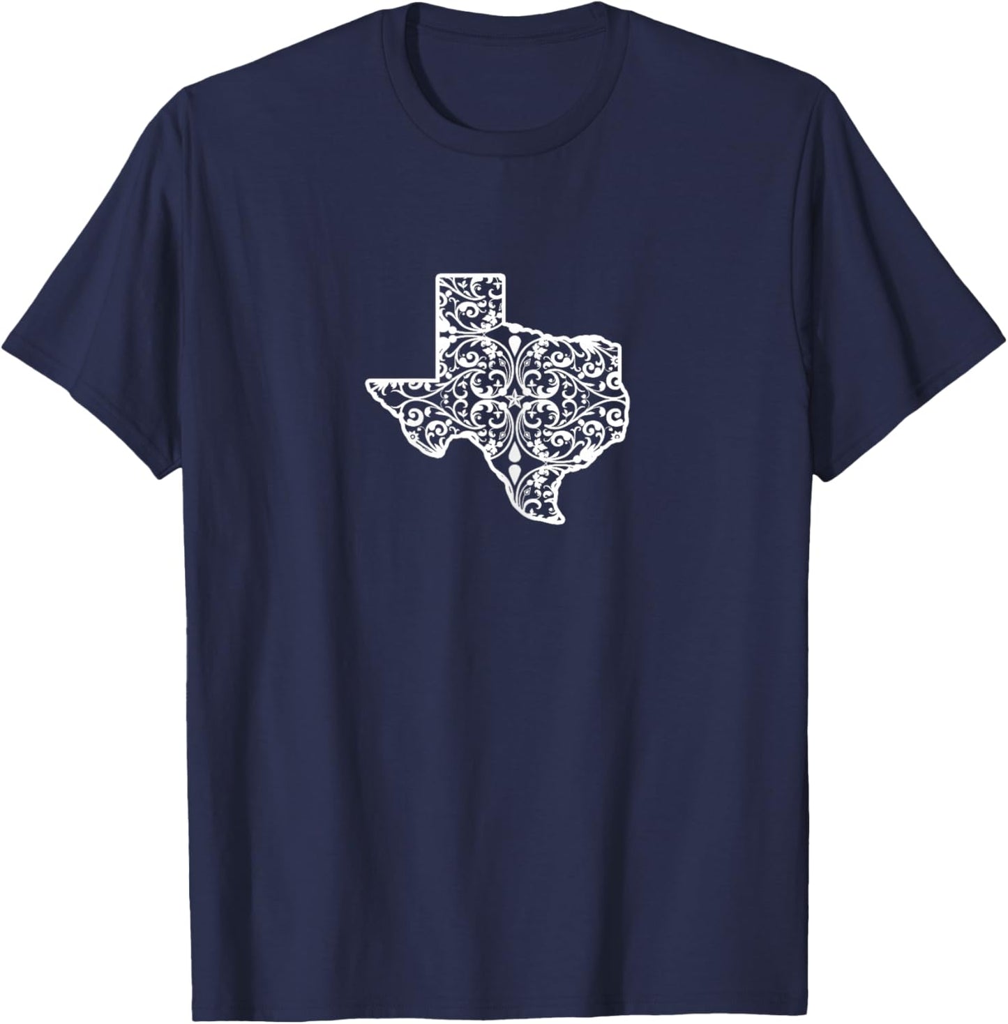 Texas Floral White Pattern for Texas Ladies and TX Girls T-Shirt - T-Shirt | Navy