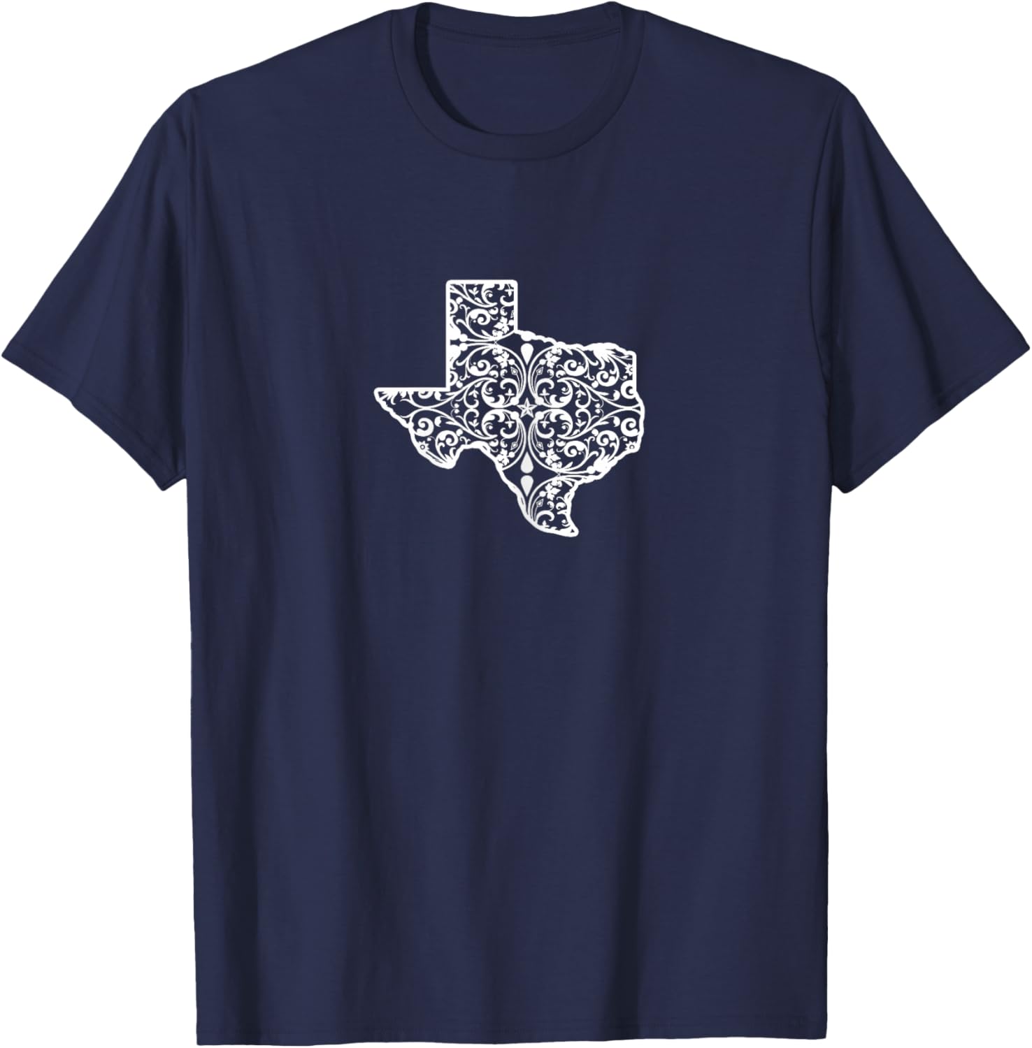 Texas Floral White Pattern for Texas Ladies and TX Girls T-Shirt - T-Shirt | Navy
