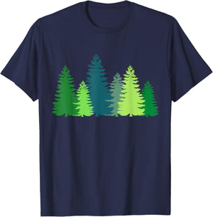 Tree Trees Pine Trees Forest Woods Up North Pines Mountains T-Shirt - T-Shirt | Navy