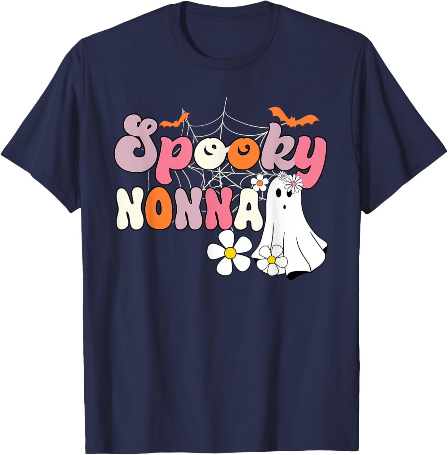 Groovy One Spooky Nonna Mama Grandma Witch Mom Halloween T-Shirt - T-Shirt | Navy