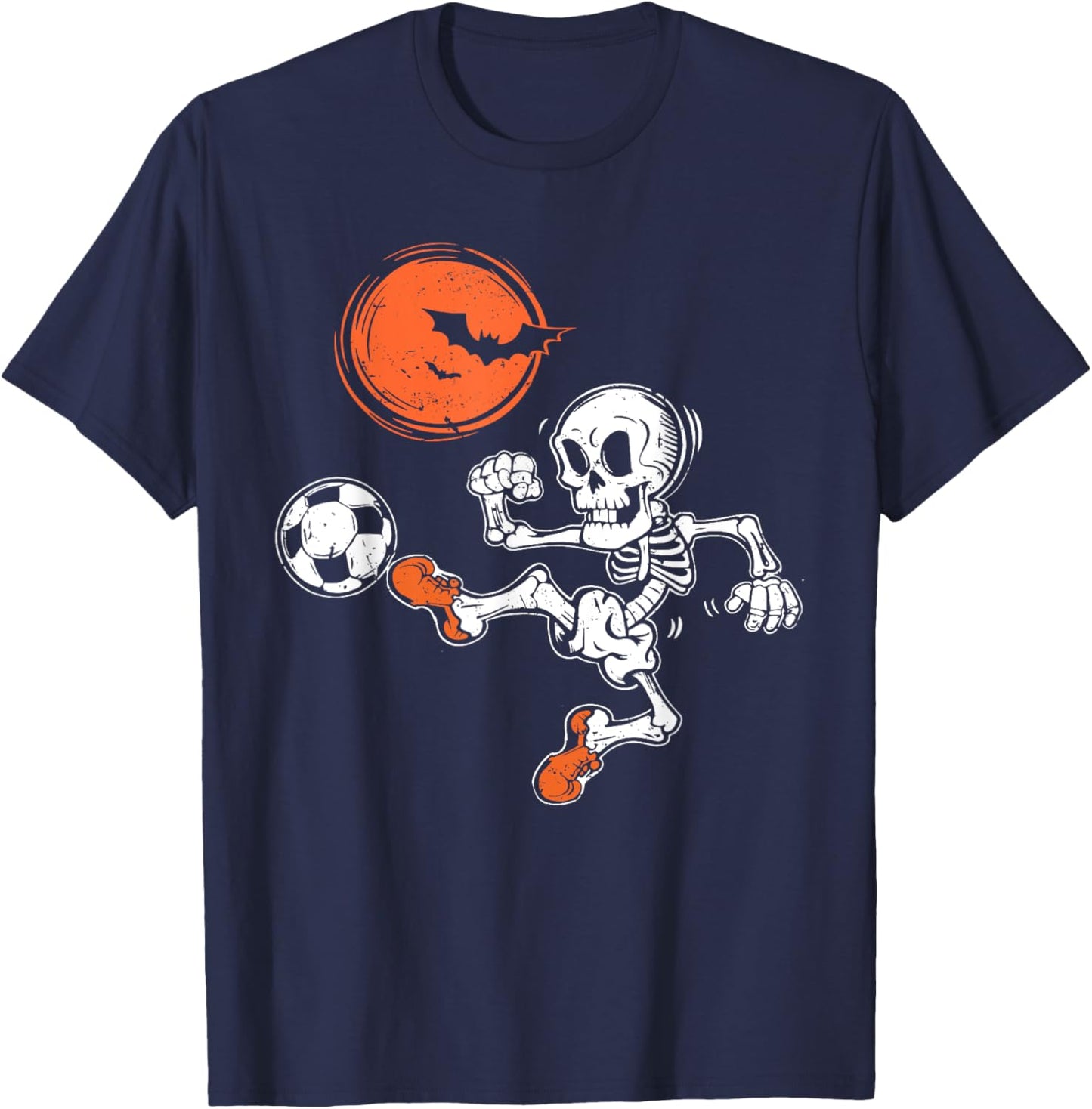 Soccer Skeleton Halloween Funny Soccer Player Men Boys Kids T-Shirt - T-Shirt | Navy