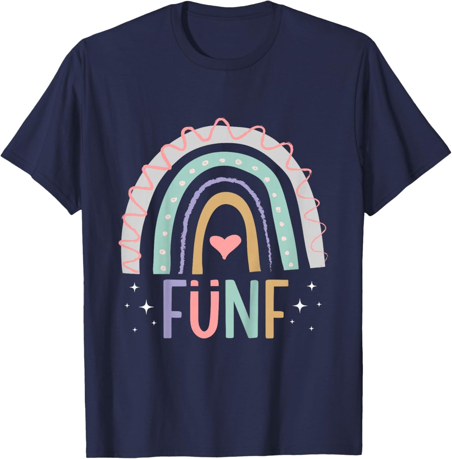 5. Geburtstag süßes Regenbogen Mädchen 5 Jahre alt T-Shirt - T-Shirt | Navy
