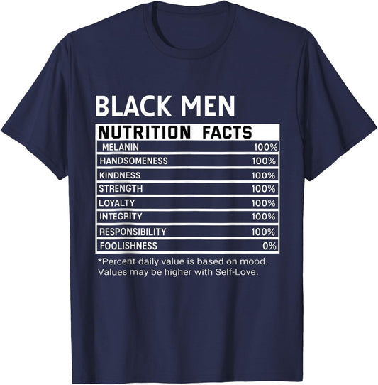 Black History Month Nutrition Facts Black Men Melanin T-Shirt - T-Shirt | Navy