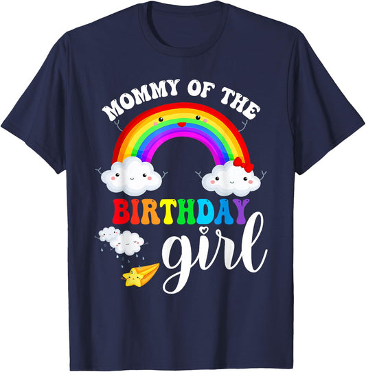Mommy of The Birthday Girl Rainbow B-Day Matching Family T-Shirt - T-Shirt | Navy
