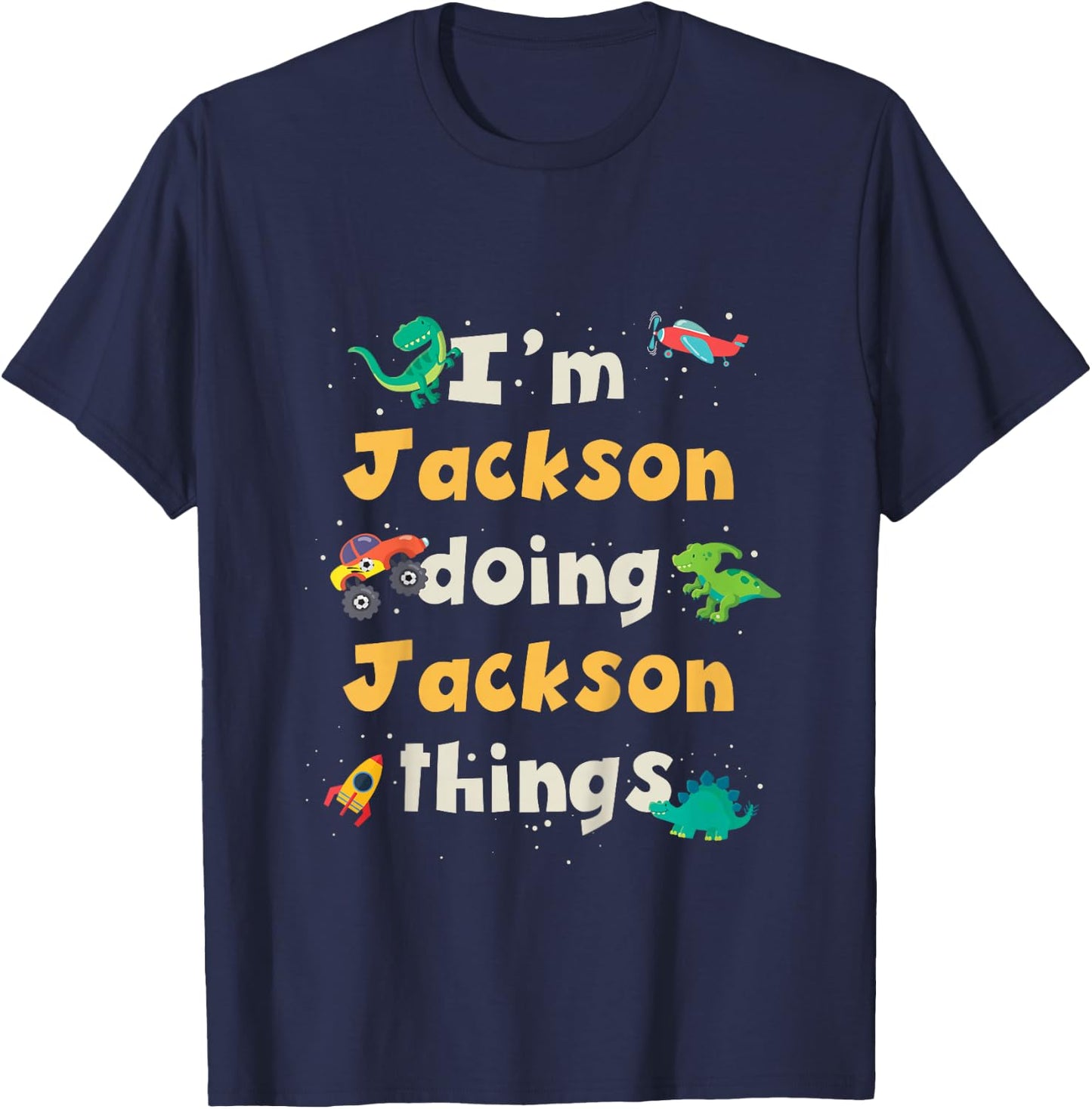 Kids Cool Jackson Personalized First Name Boys T-Shirt - T-Shirt | Navy