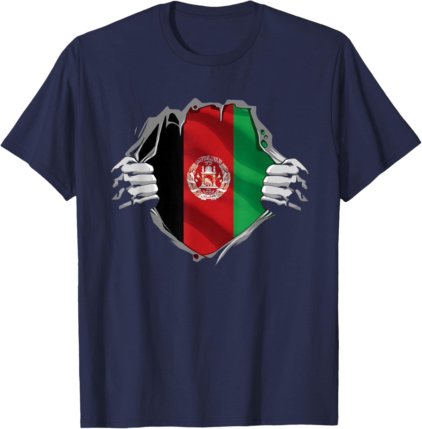 Afghan Super Afghanistan Flag Afghani Roots Heritage T-Shirt - T-Shirt | Navy