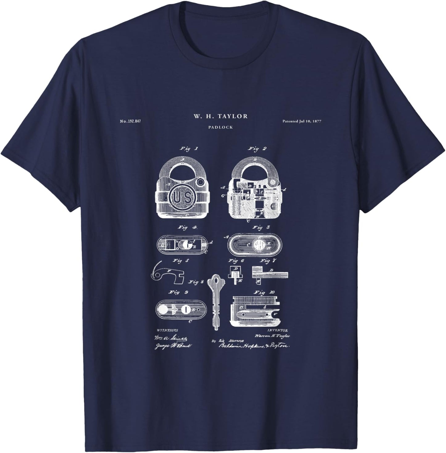 Padlock Patent - locksmith T-Shirt - T-Shirt | Navy