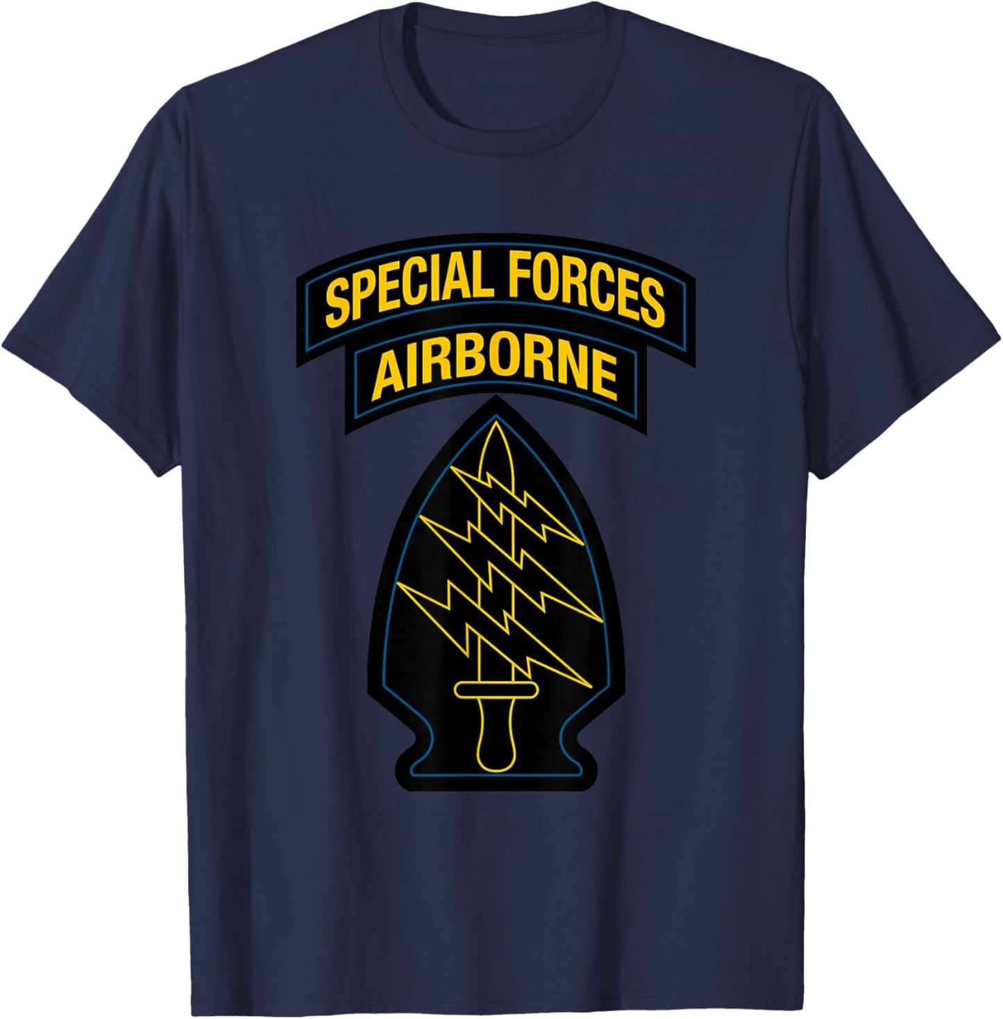 US Special Forces - SF Green Beret Patch & Tab Retro Colors T-Shirt - T-Shirt | Navy