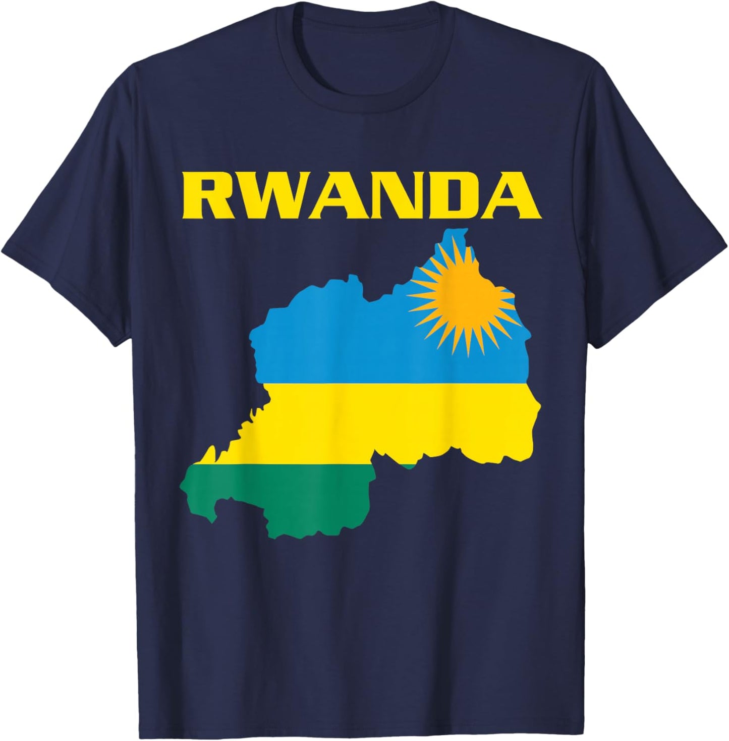 Rwanda Flag Country Shape, Rwandan Flag, Rwanda T-Shirt - T-Shirt | Navy