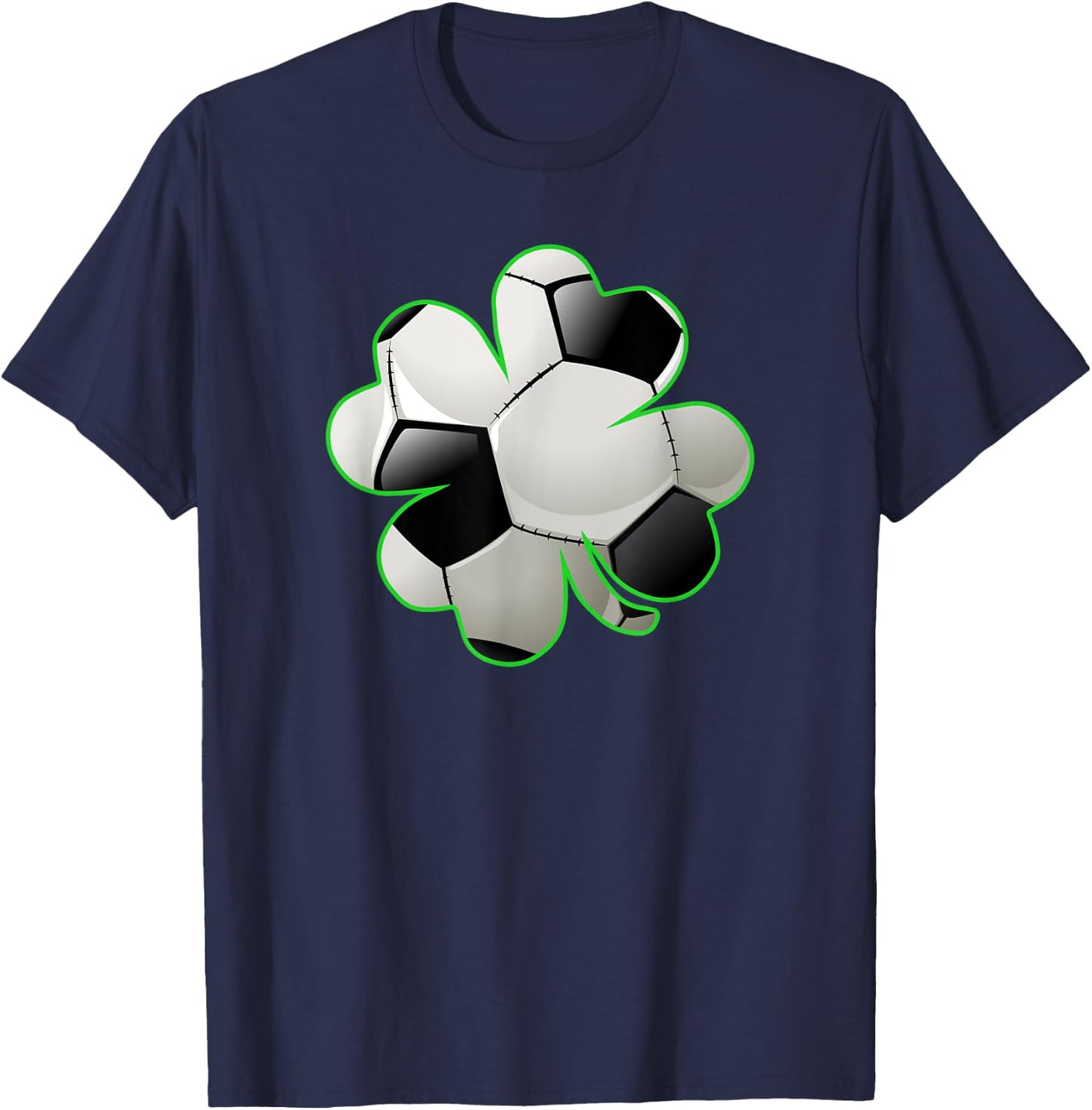 Soccer Ball Shamrock Four Leaf Clover St Patrick's Day T-Shirt - T-Shirt | Navy