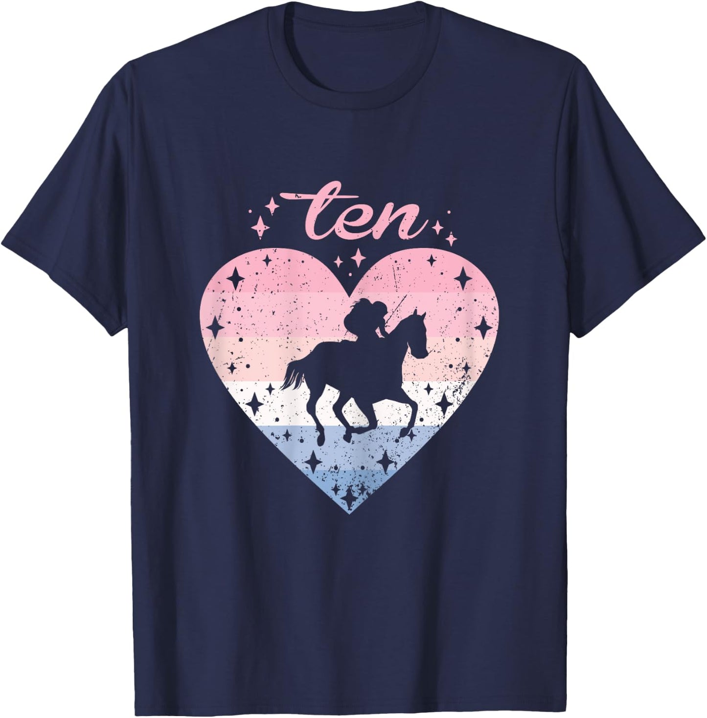 10 Year Old Cute Horse Riding Birthday Girl 10th B-day T-Shirt - T-Shirt | Navy