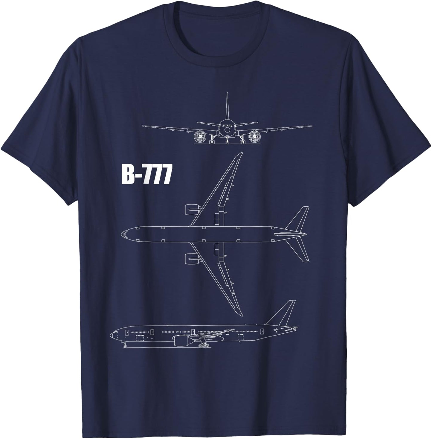 B-777 Aircraft blueprint T-Shirt - T-Shirt | Navy