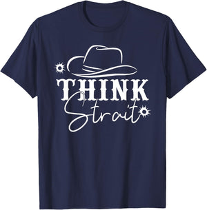 Think Strait, Southern, Country, Western T-Shirt - T-Shirt | Navy