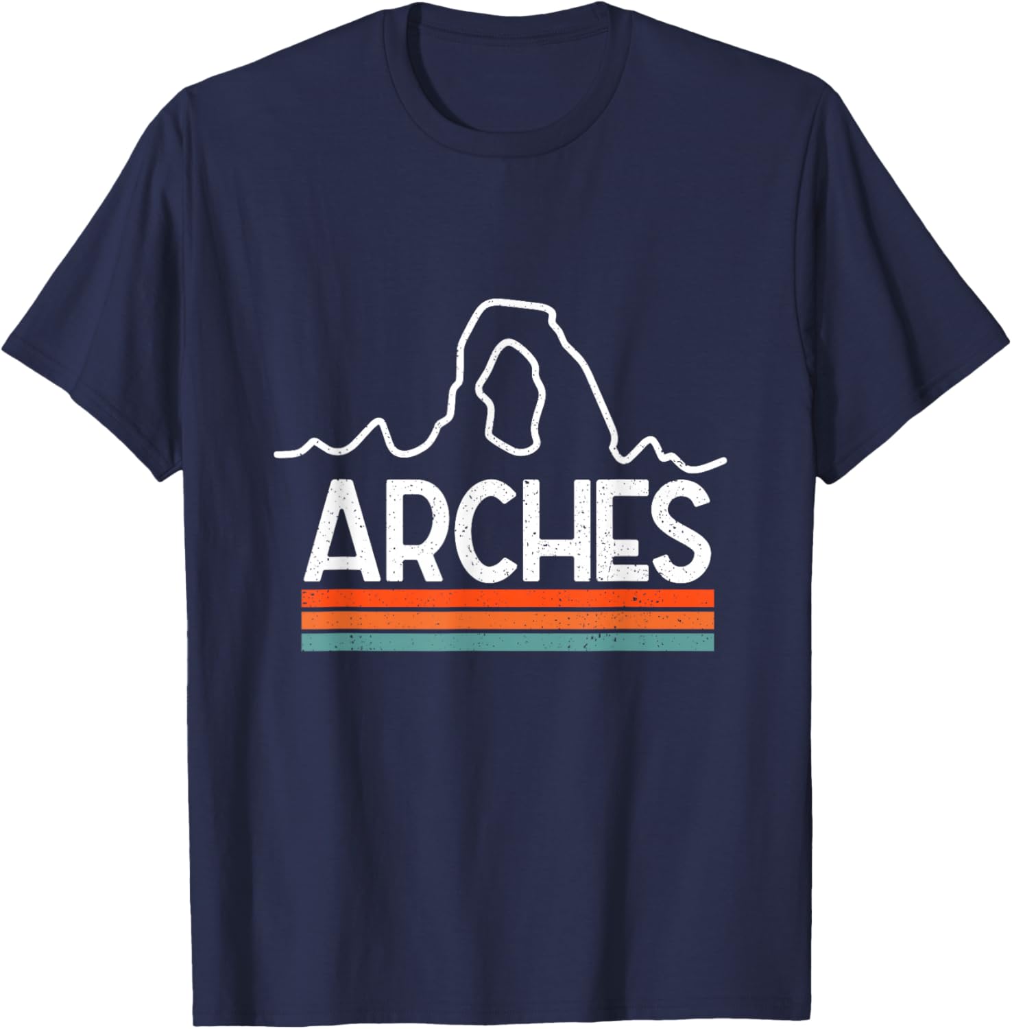 Delicate Arch Arches National Park Utah Minimalist Retro T-Shirt - T-Shirt | Navy