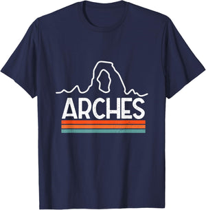 Delicate Arch Arches National Park Utah Minimalist Retro T-Shirt - T-Shirt | Navy
