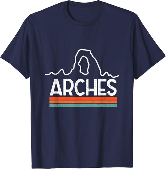 Delicate Arch Arches National Park Utah Minimalist Retro T-Shirt - T-Shirt | Navy