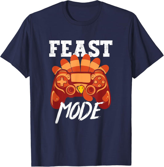 Feast Mode Thanksgiving Gamer Video Game Turkey Kids T-Shirt - T-Shirt | Navy