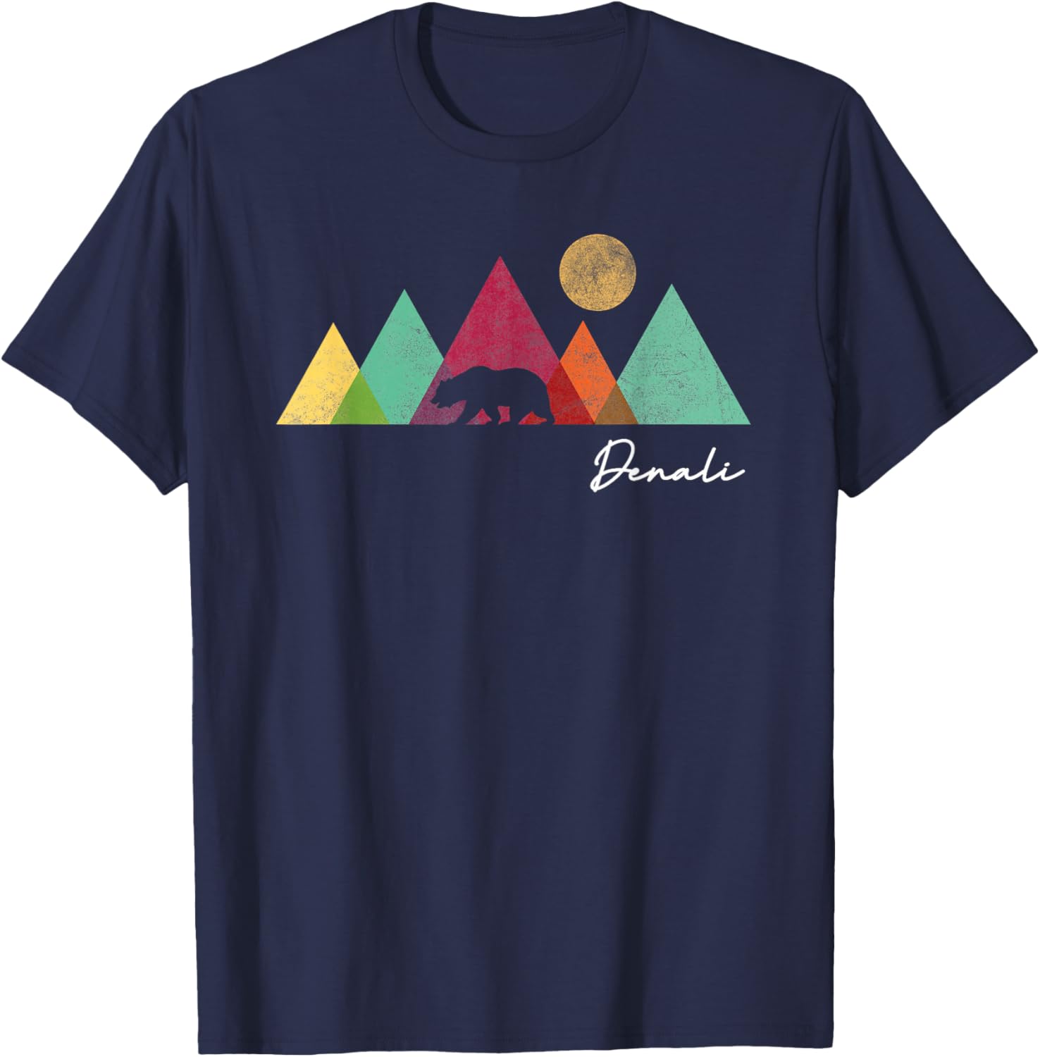 Alaska Denali National Park Souvenir Colorful Bear Mountains T-Shirt - T-Shirt | Navy