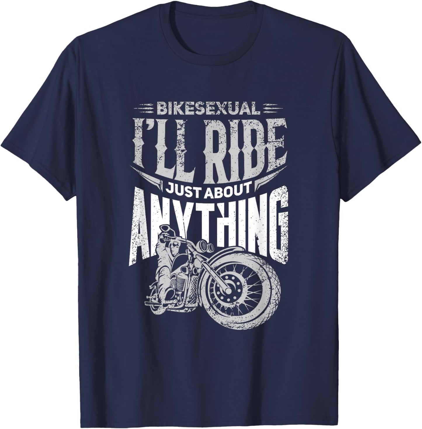 Hog Bikesexual Funny Motorcycle Bisexual Biker T-Shirt - T-Shirt | Navy