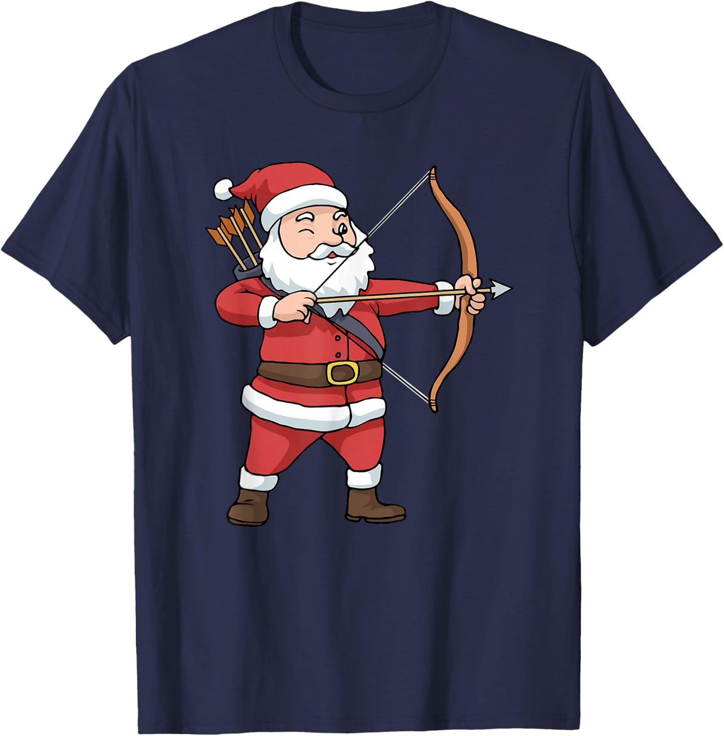 Christmas Archery Arrow Bow Hunting Santa Claus T-Shirt - T-Shirt | Navy